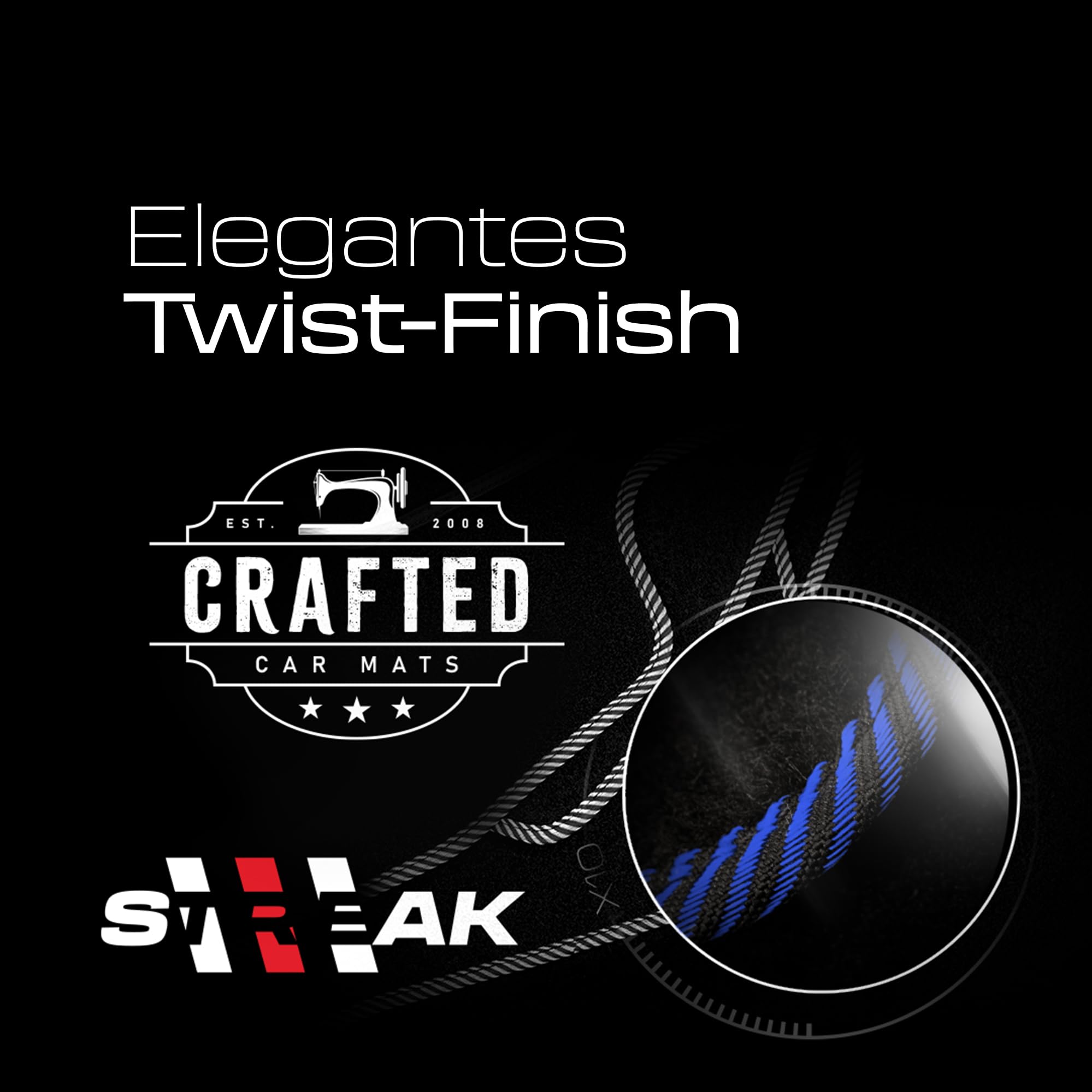 MOTOS Velours-Fußmatten Für Peugeot 208 I (2012-2019) – Blaue Gewebematten, Bis 7 Mm Stark, Mit Befestigungssystem