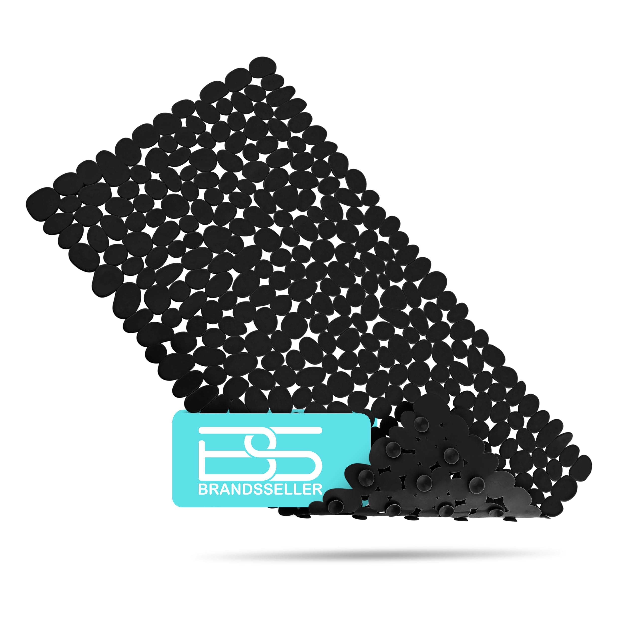 BRANDSSELLER-Alfombra de Baño Antideslizante en Efecto Piedra con Ventusa Negro 70x35cm