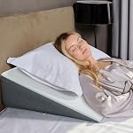 Kӧlbs Bed Wedge Pillow with Memory Foam Top Chic Jacquard Grey and White Cover (7.5" Height)