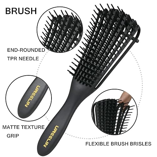 Miniatura 2 de Juego de cepillos de pelo para 3a, 4c, pelucagruesaonduladarizadaslick back, peines de cola de rata, 8 filas, cepillo de borde, para desenredar,