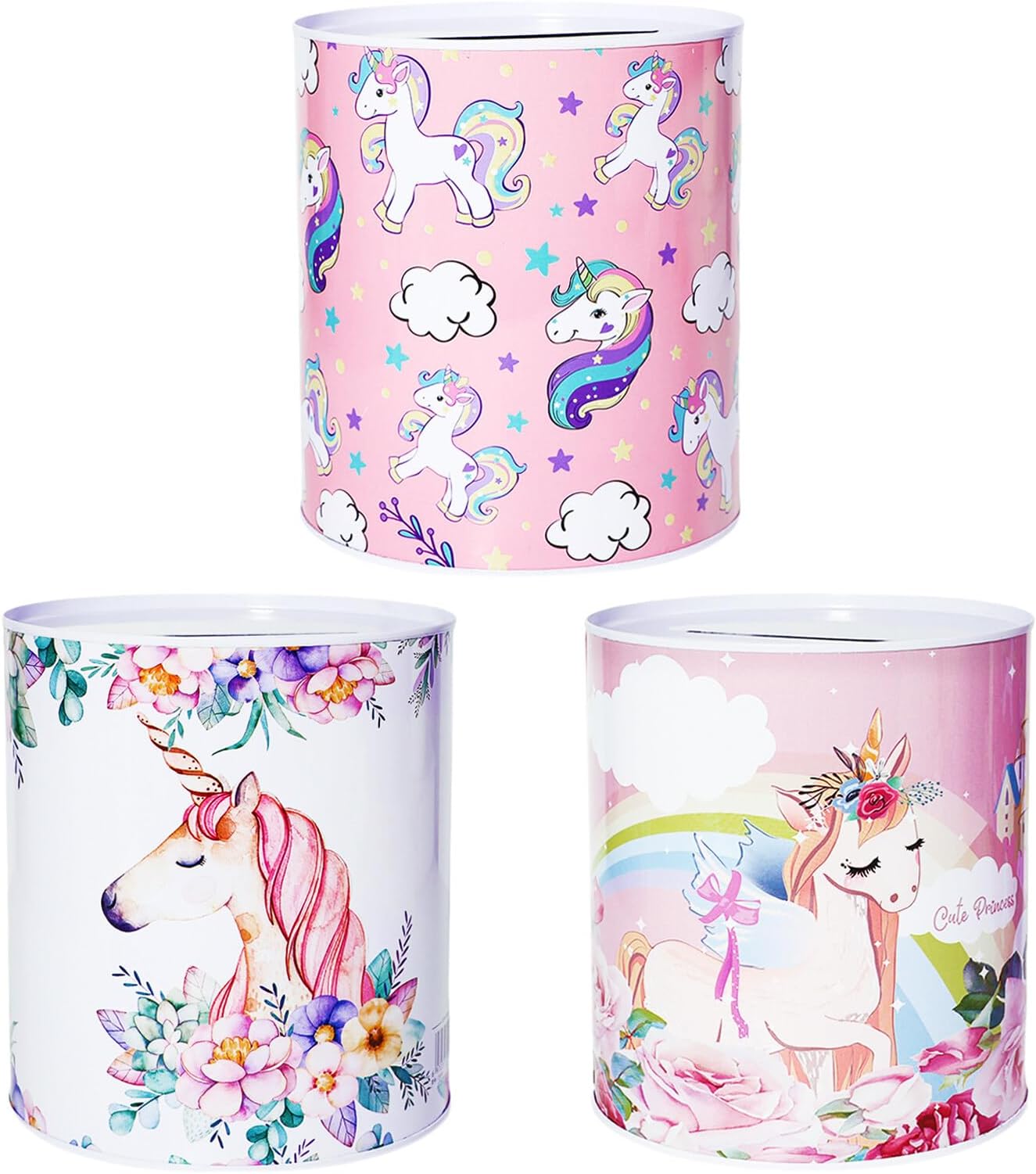 Dzmuero Kids Money Box Not to Open Money Box Baby Large Sealed Piggy Bank Tinplate Material Sturdy and Non-deformable for Banknotes, Coins (1 Piece, Random Pattern)