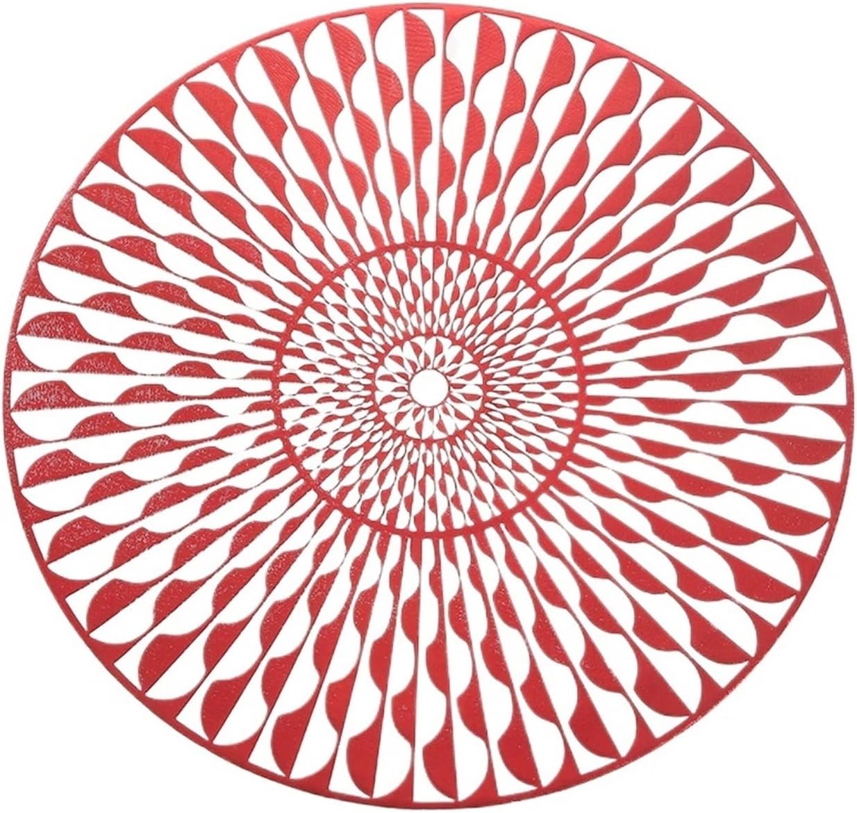 Round High-end Luxury Placemat Waterproof and Oil PVC Pad Coffee Dining Table Decor Mat Home Kitchen Insulation Mat(Red)