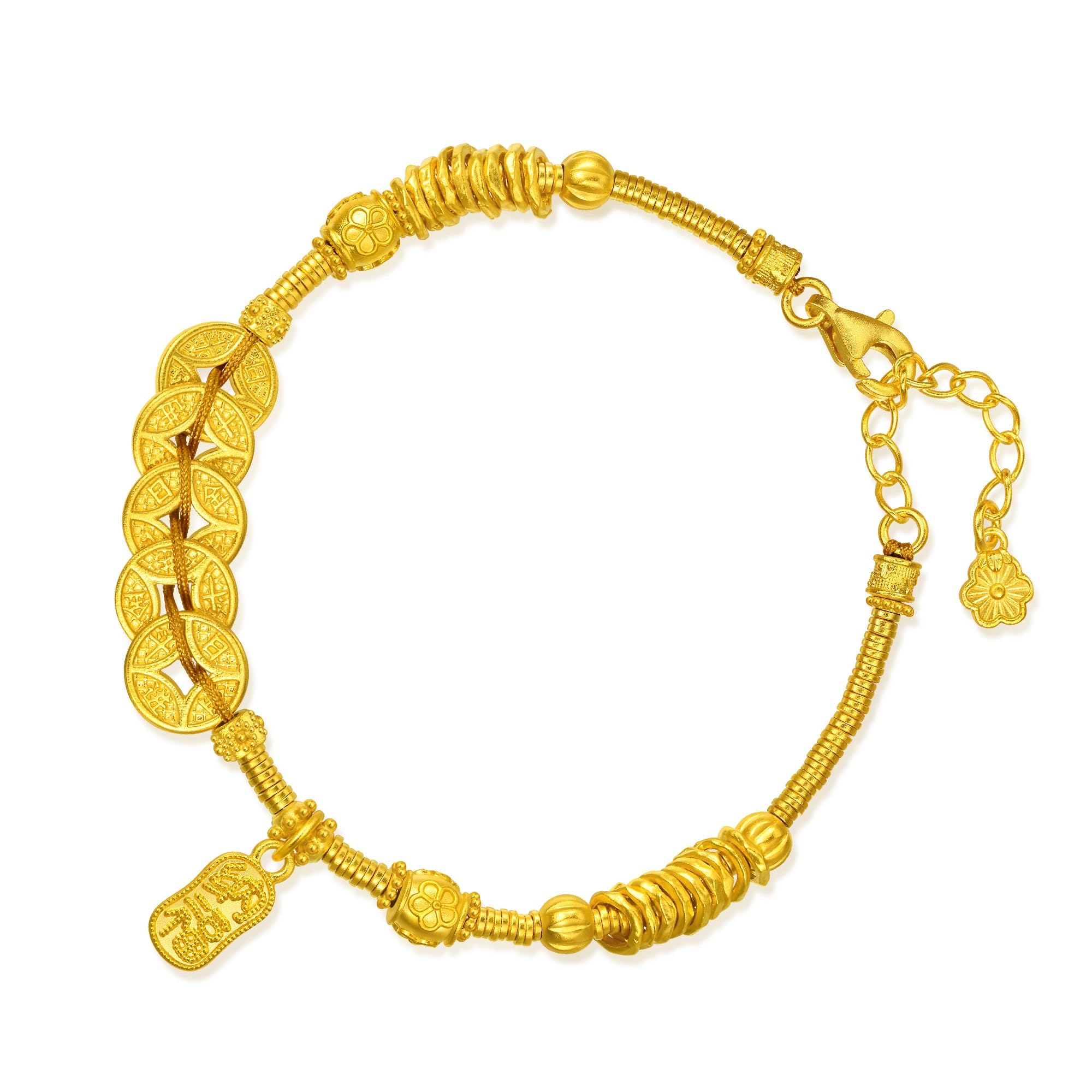CHOW SANG SANG 999 9 24K Pure Gold Cultural Blessings Inspired by Five Emperor Coins Bracelet for Women