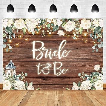 Bride to Be Bridal Shower Backdrop Rustic White Flowers Brown Wooden Wall Engagement Party Background Miss to Mrs Wedding Shower Decorations Photo Booth Vinyl Banner 7x5ft