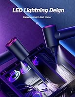 Vista 7 de Evaline Plumero de aire comprimido – 3 engranajes ajustables 100000RPM eléctrico con luz LED, ventilador inalámbrico para teclado de computadora