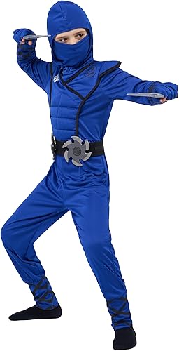 Miniatura 7 de Spooktacular Creations Disfraz de ninja de lujo para niños, disfraz de ninja de Halloween