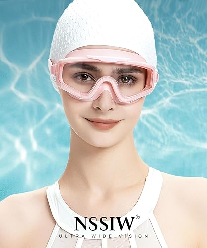 Miniatura 3 de NSSIW Gafas de natación para adultos, para natación, sin fugas, con protección UV400, antivaho y amplia visión para hombres y mujeres, paquete de 3