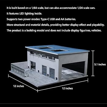 ☆Diorama Display Factory☆ Bivitre 1/64 Diorama Display Case Garage with LED Lights