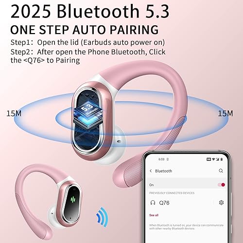 Miniatura 2 de Auriculares inalámbricos, Bluetooth 5.4 2025 deportivos, auriculares Bluetooth con micrófono ENC con cancelación de ruido, auriculares inalámbricos
