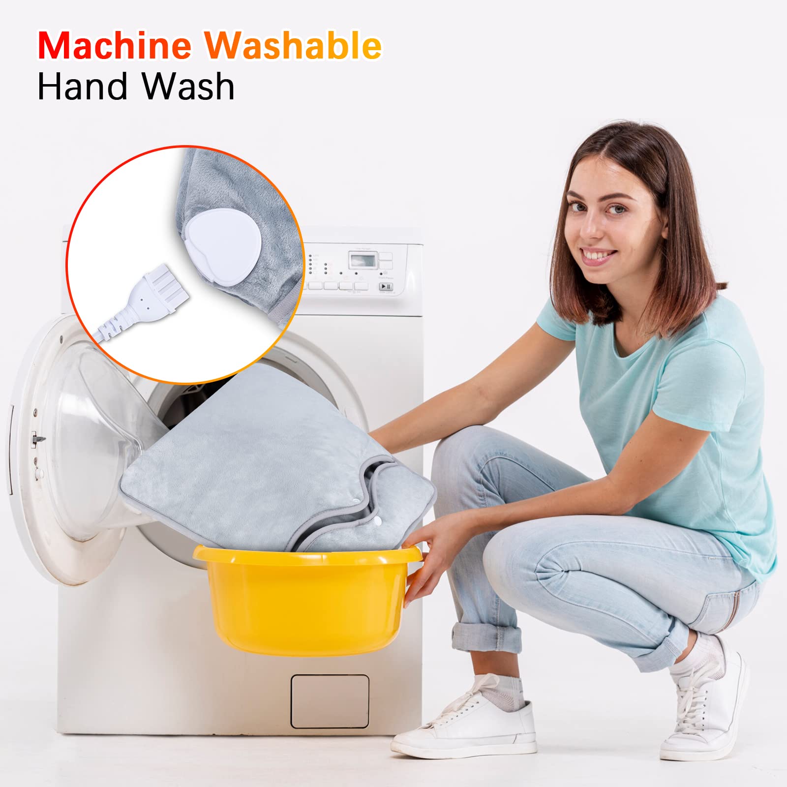 Qoosea Scaldapiedi Elettrico Scaldapiedi Elettrico a Doppio Strato Tappetino Riscaldante Rapido con 6 Livelli di Calore 4 Timer Spegnimento Automatico Cuscino Riscaldato Lavabile per Donne Uomini