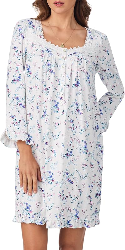 Eileen West Ruffled Long Sleeve 36" Short Nightgowns for Women