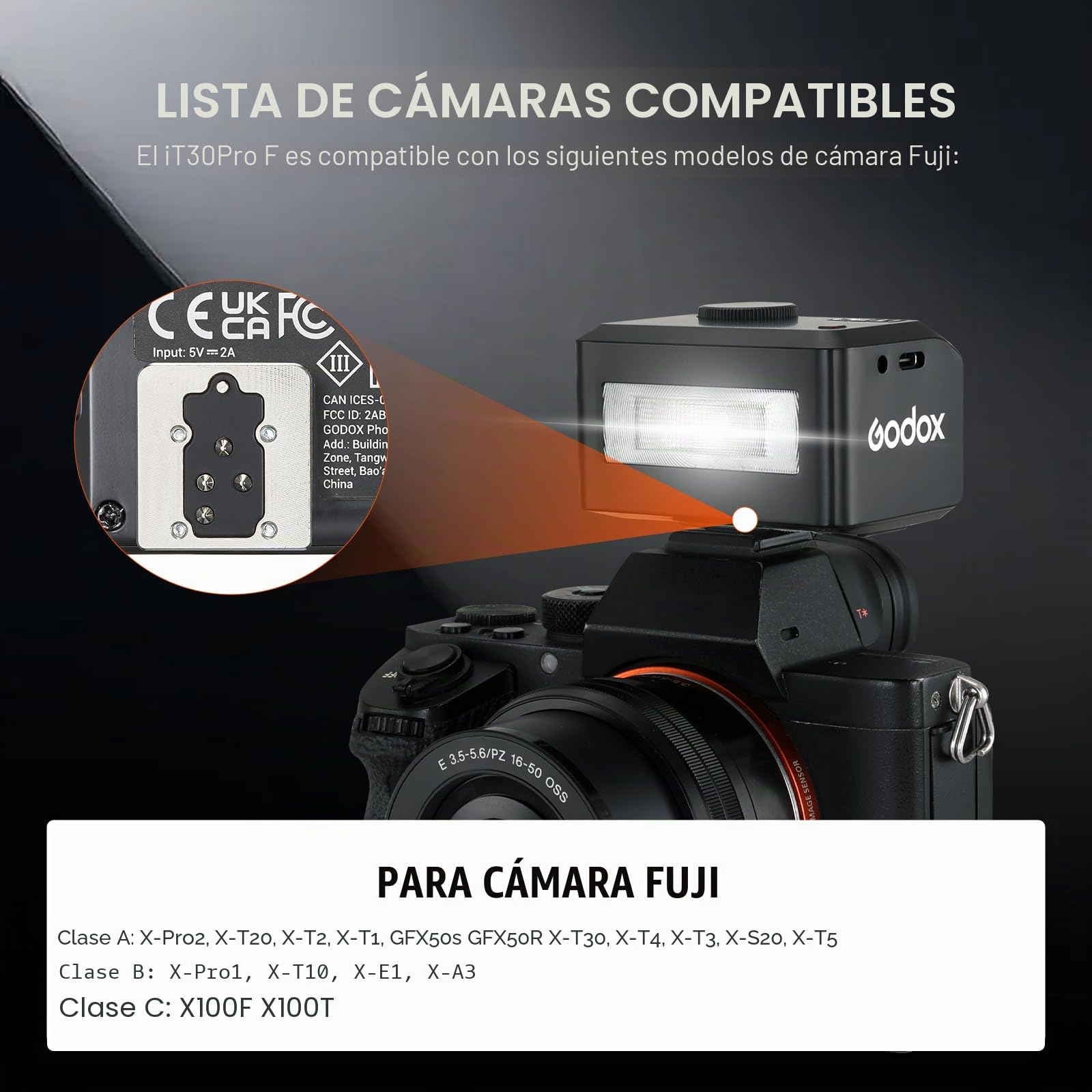 Flash para cámara GODOX iT30Pro-F, exposición automática TTL, Sistema de 2,4 GHz, sincronización de Alta Velocidad de 1/8000 s, Flash pequeño, Compatible con cámaras Fuji