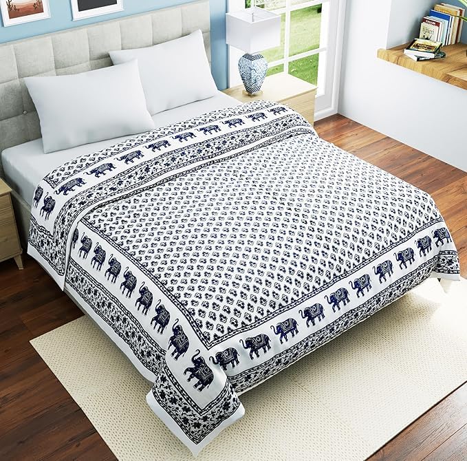Image of EMIOUR 400 TC Pure Cotton Soft Jaipuri AC Quilt /Razai /Rajai Floral Print,Jaipuri razai Double Bed for Winter Printed (Design 9, Double Bed)