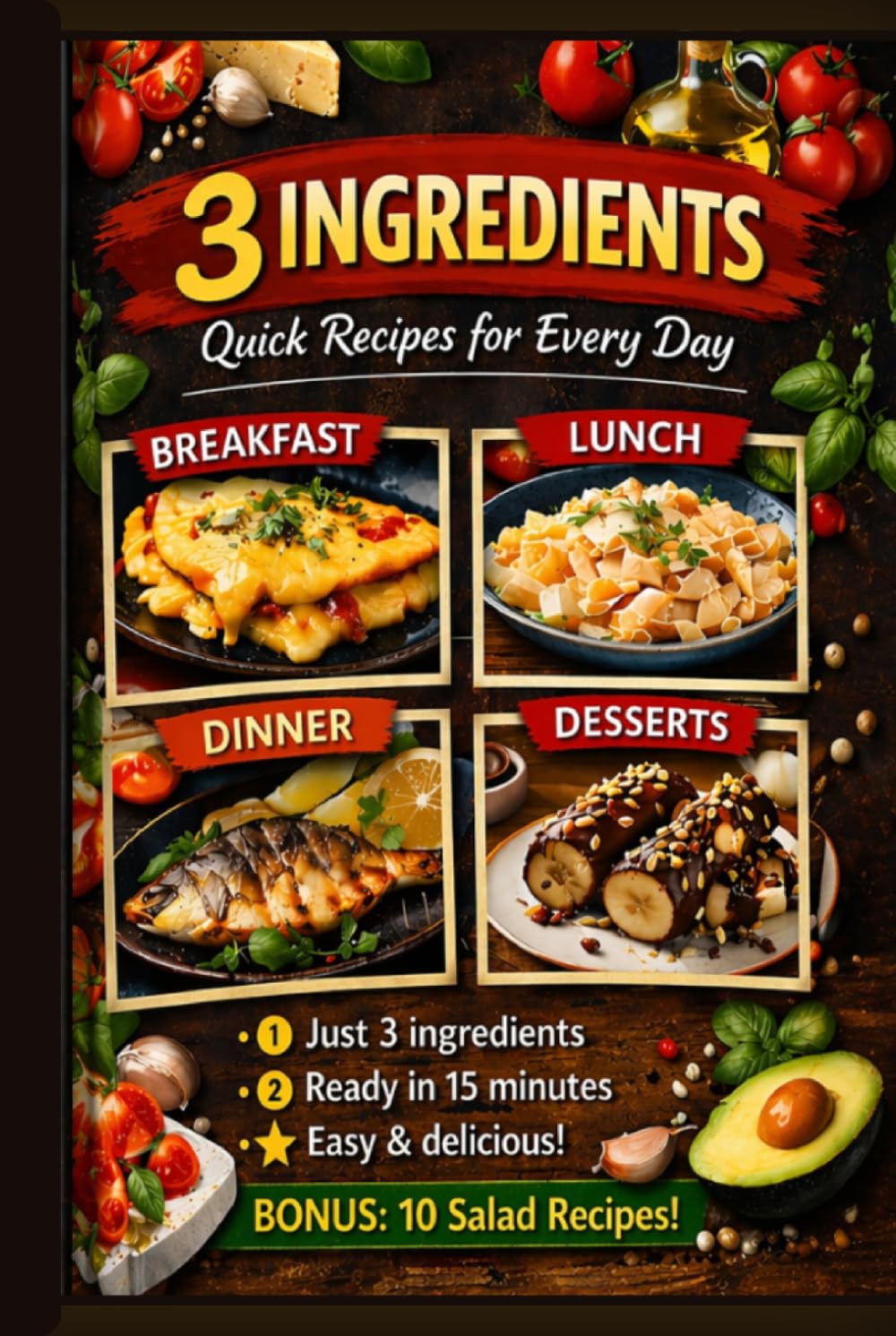 3 Ingredients: Quick & Delicious Recipes for Every Day: Quick & Easy Meals with Only 3 Ingredients – Fast Recipes for Busy People, Beginners & Everyday Cooking