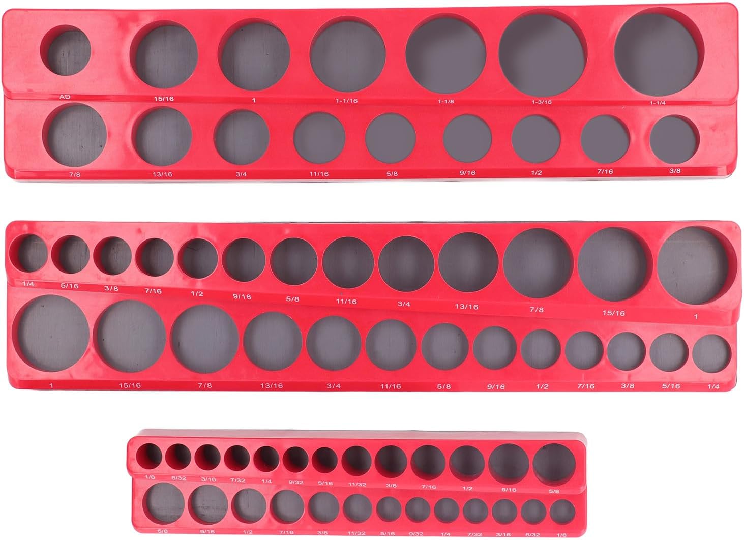 Magnetic Socket Organizer Set for 1/4, 3/8, 1/2 Inch Drive Sockets with 3 Trays, 68 Socket Capacity, ABS Material Rubber Base
