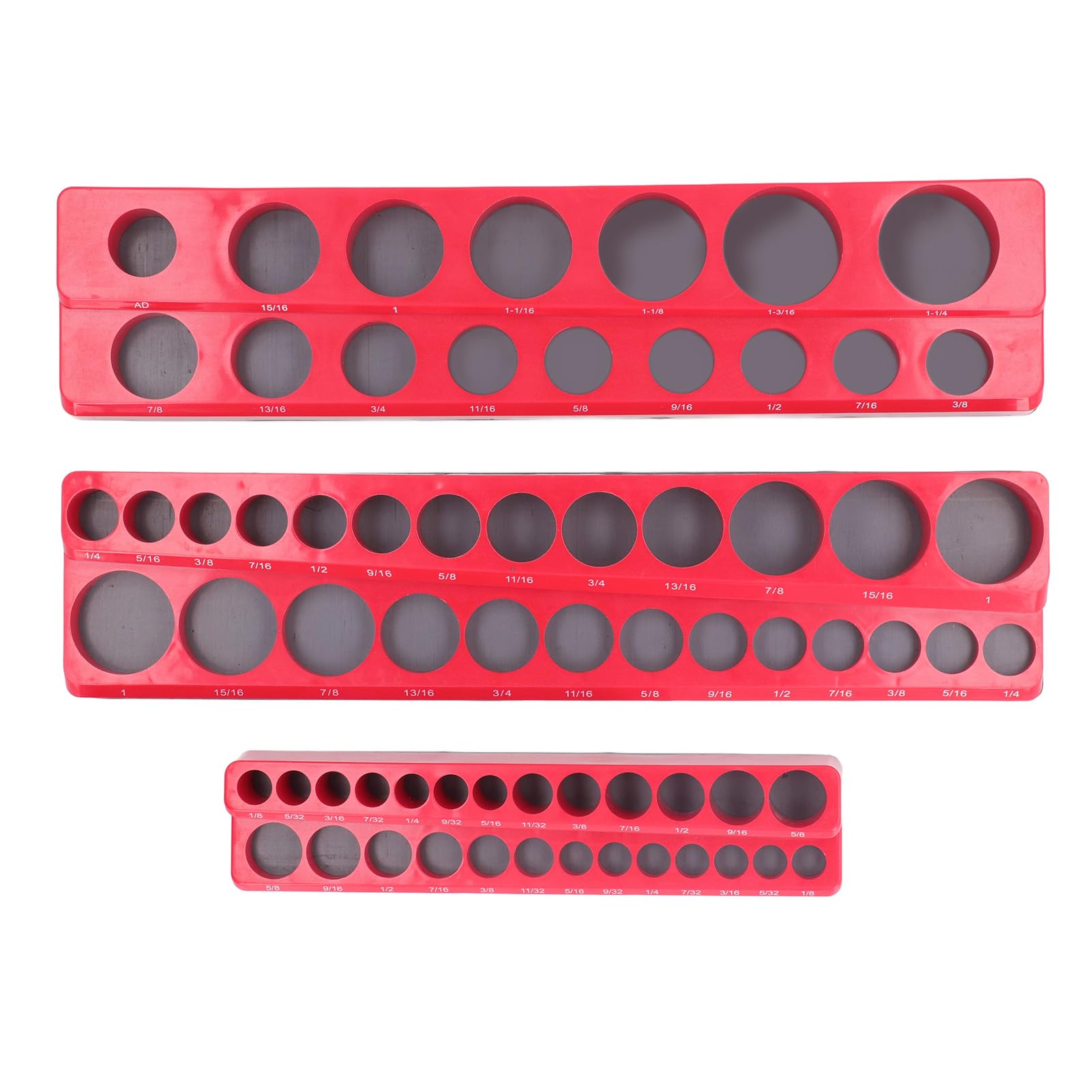 Organizzatore Portaprese Magnetico 3 Pezzi con Vassoio Portaoggetti, Bussole in Plastica 1/4 3/8 1/2 Pollice, Set 68 Pezzi per Cassetta Attrezzi - Grande Capacità