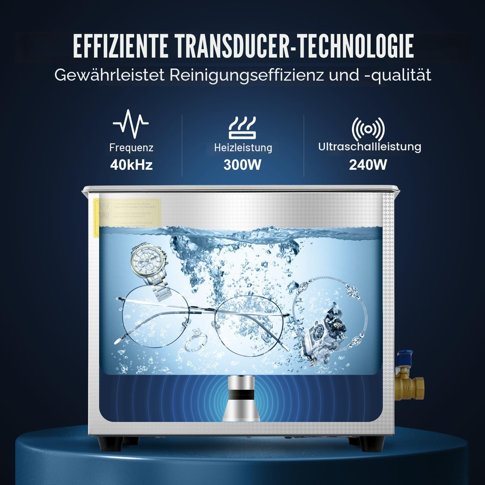 VEVOR Professioneller Ultraschallreiniger 10 L, Ultraschall Reinigungsgerät mit Digitalem Timer & Heizung, Schmuckreiniger 40 kHz Ultraschallreinigungsmaschine für Brillen, Uhren, Ringe & Kleinteile