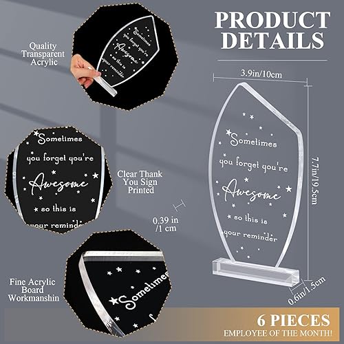 Miniatura 2 de Geelin 6 piezas de regalo de agradecimiento a los empleados, regalos de agradecimiento de acrílico, placa inspiradora, recuerdo para compañeros de