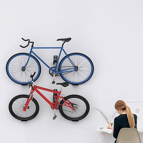 Miniatura 4 de TNINE Soporte de pared para bicicleta, gancho de pedal de almacenamiento horizontal para bicicleta, colgador de pared para almacenamiento de garaje,