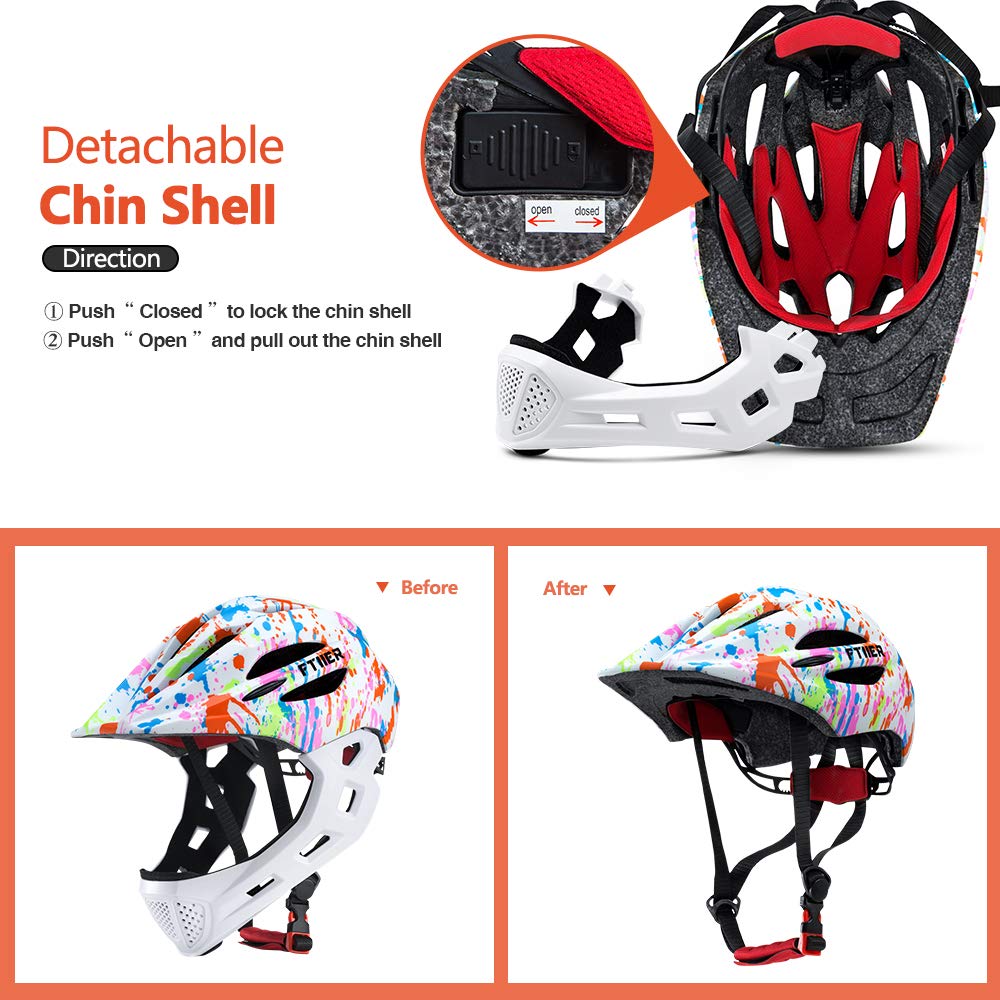 Casco de Seguridad para niños, Casco de Bicicleta para niños con luz de Fondo Segura y Barbilla Desmontable para niños y jóvenes