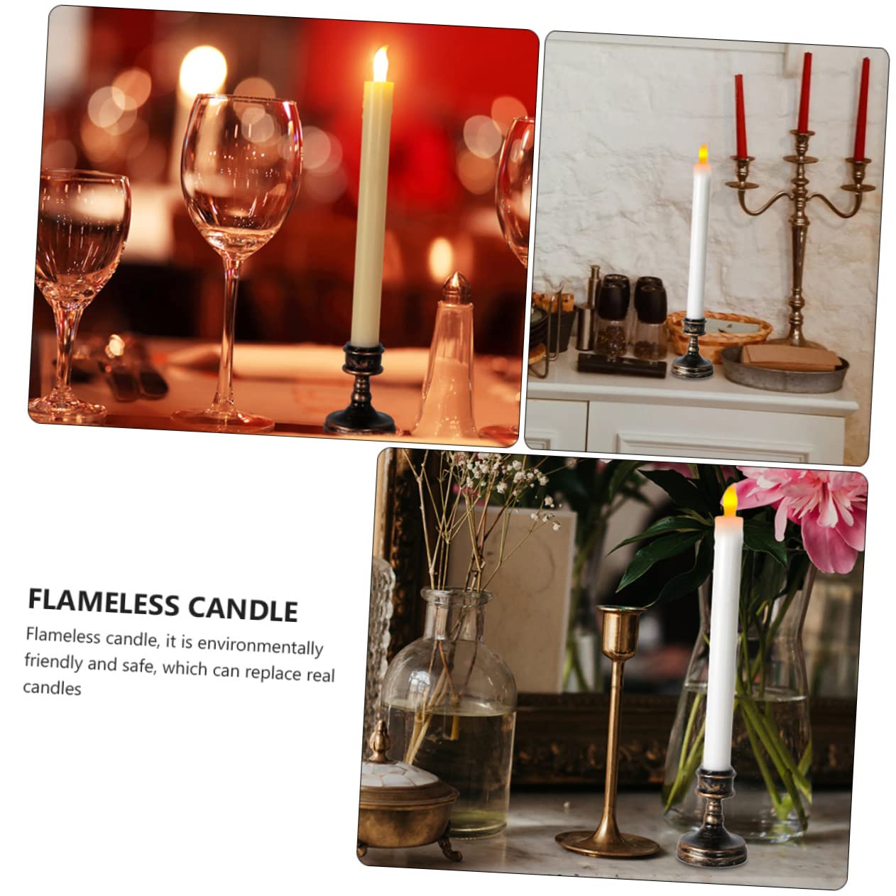 Tofficu 8 Pezzi elettronica candele senza per finestre luce elettronica a LED a batteria candele natalizie candele natale elettrica di a LED AbS bianca