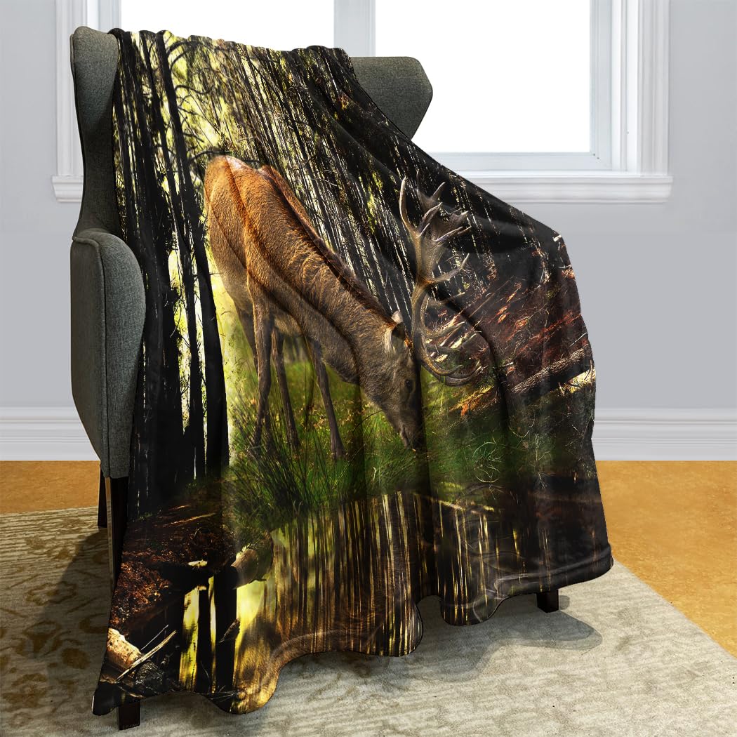 Couverture de canapé en flanelle douce motif forêt pour vos soirées