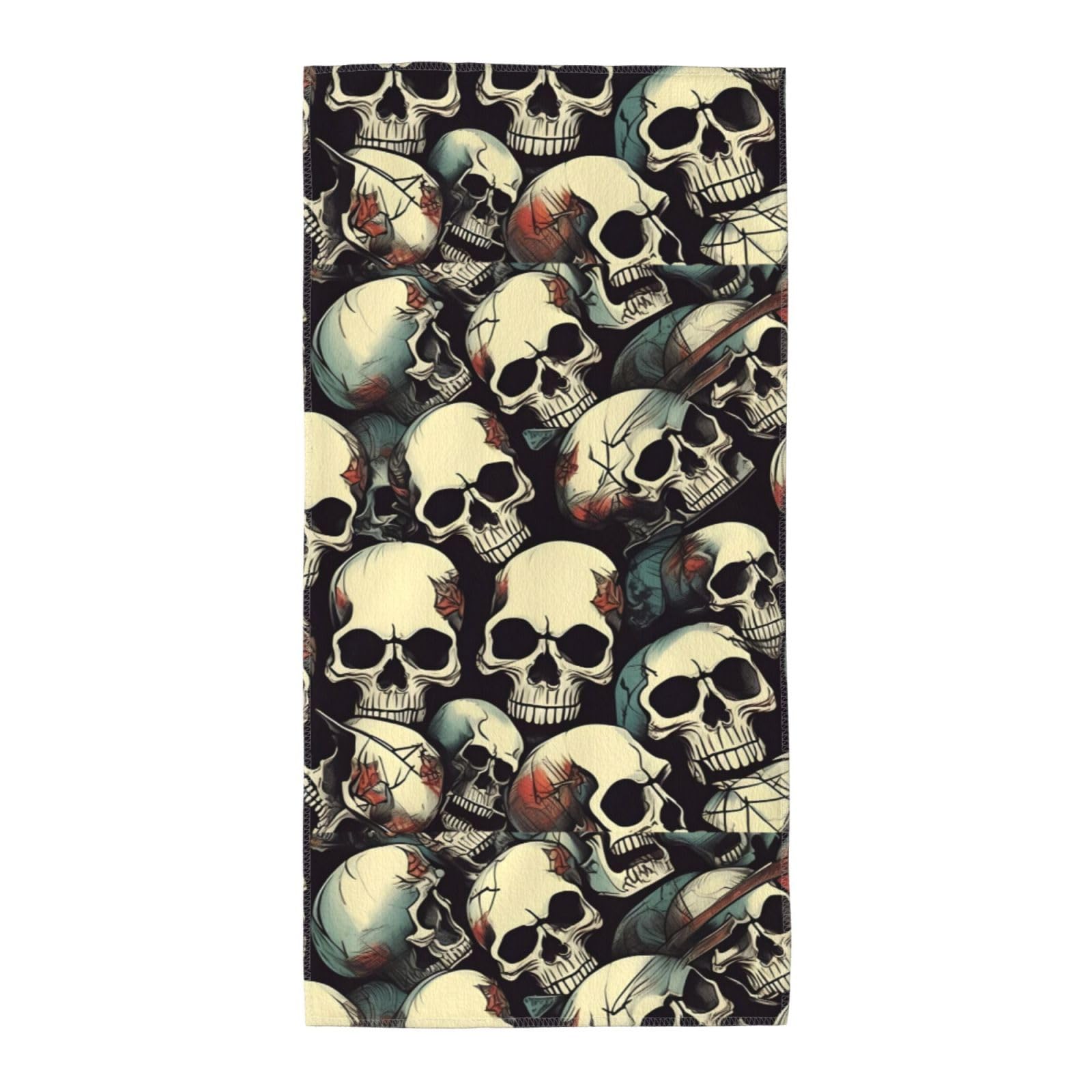 Oazcvbnn Unisex Black Skull Skeleton Print Extra Long Beach Towel Soft Comfortable Quick-Dry Gym Hiking Picnics Swimming