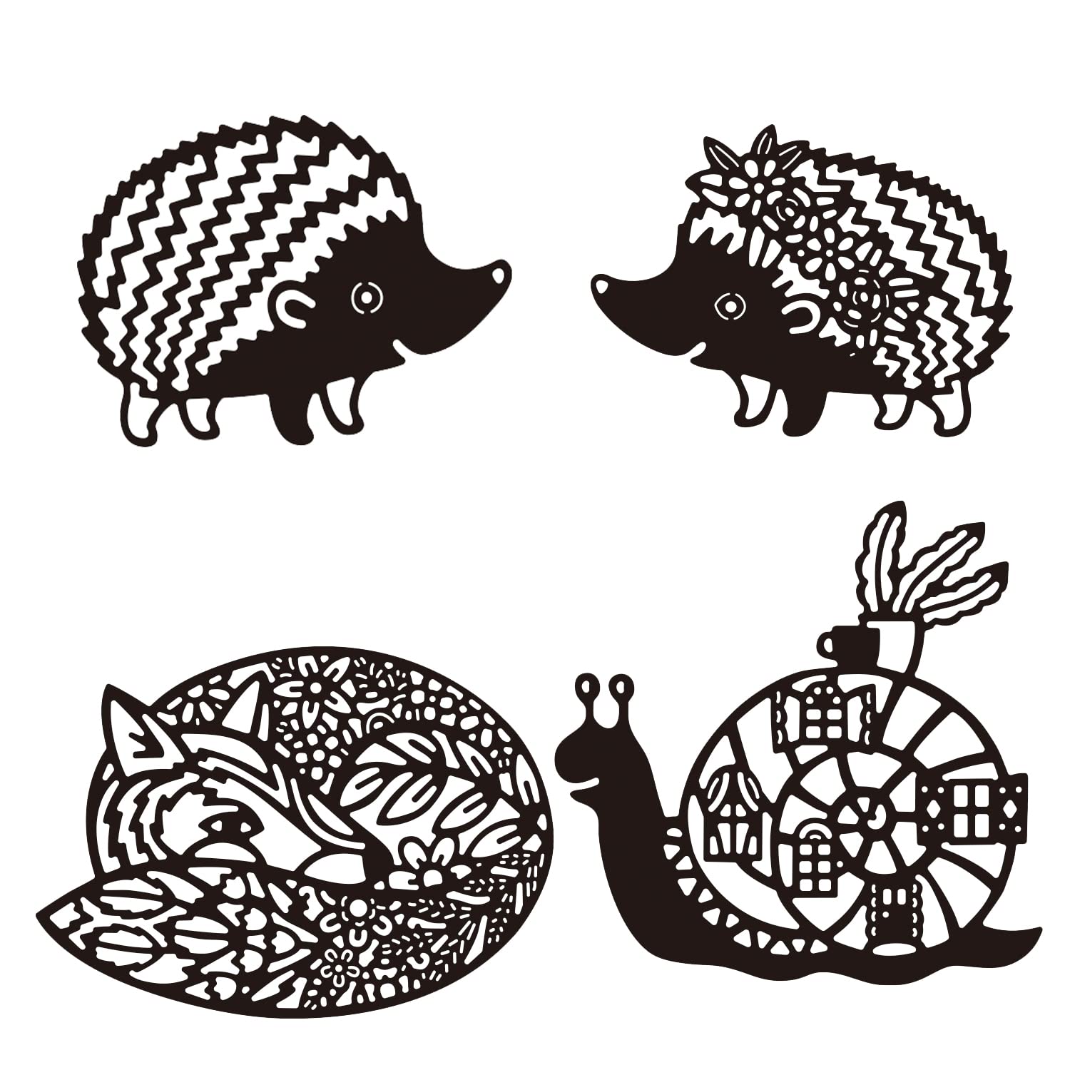 OTCRAFT 4PCS Fox Snail, Hedgehog Metal Die Cuts Clip Cutting Dies Stencils for DIY Scrapbooking Decorative Embossing Paper Scrapbooking Card Making — image 1