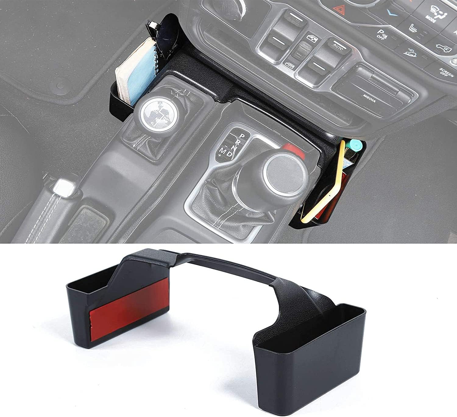 JWWY Gear Tray Organizer for 2018–2026+ for Jeep Wrangler JL JLU & for Gladiator JT 4xe, Gear Shift Storage Box Center Console Compartment Organizer, Interior Accessories, Black (Patent Design)