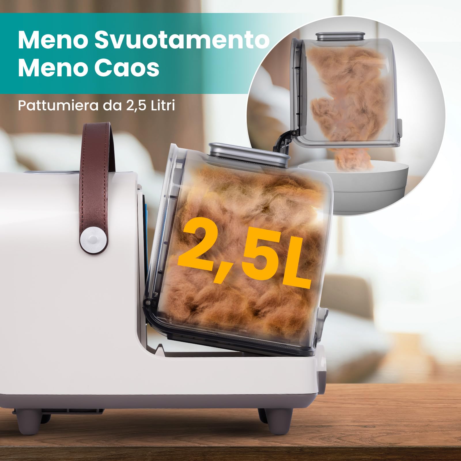 HICHEE Tosatrice per Cani con Aspirapolvere, Aspirapolvere per Animali Domestici 13000 Pa (2,5 L), con 6 Accessori per Toelettatura, Silenzioso