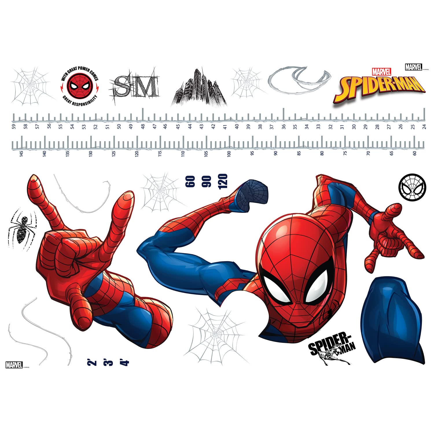 Adesivo Muro Gigante Spider-Man - Decorazione Parete 70x85 Cm Blu Rosso Nero - Foto 9