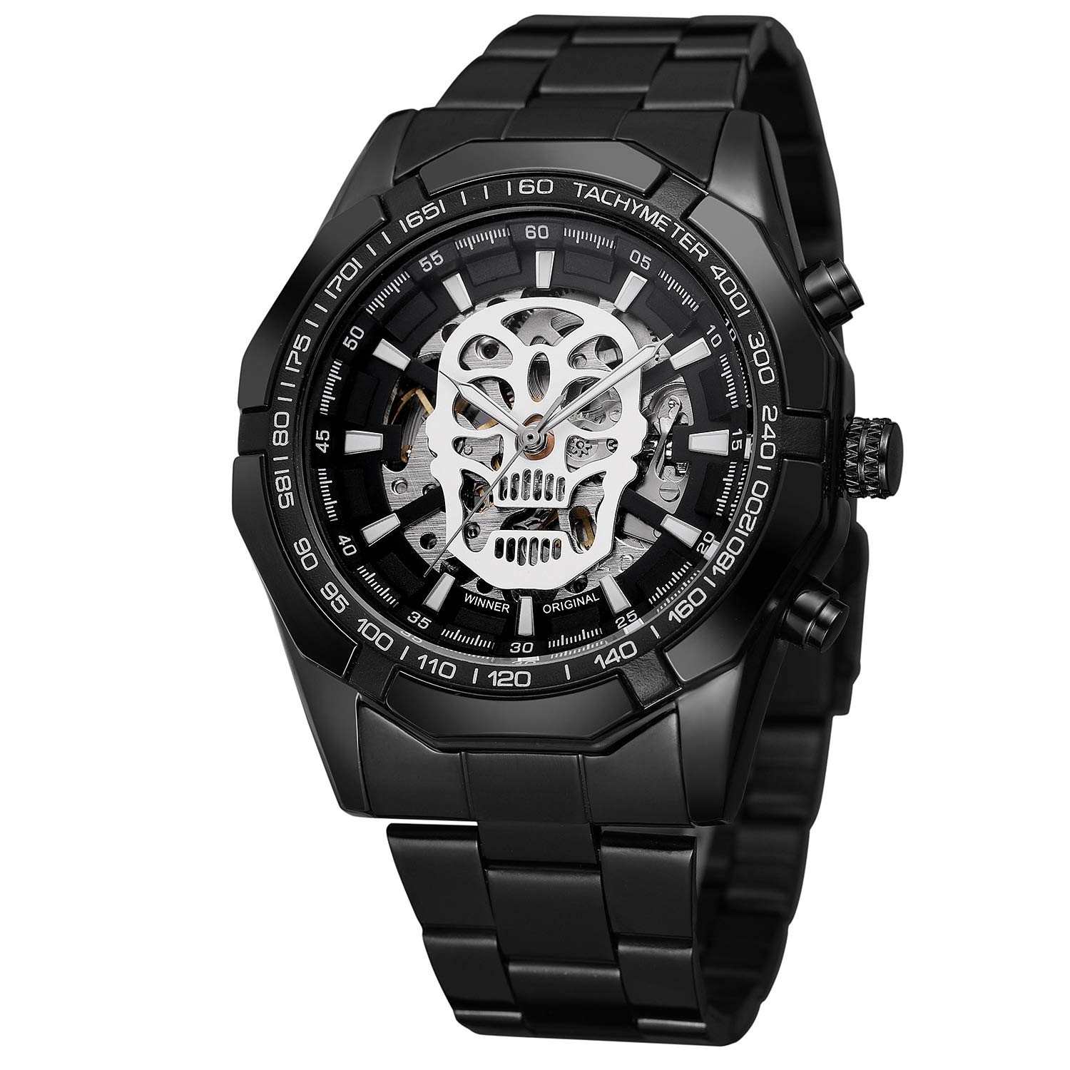 MASTOP Reloj mecánico para hombre, analógico, automático, clásico, de acero inoxidable, para hombre