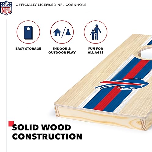 Miniatura 3 de Wild Sports NFL Football - Juego de Cornhole de madera maciza portátil de 1 x 2 pies con impresión directa HD gráficos del equipo, tamaño de viaje