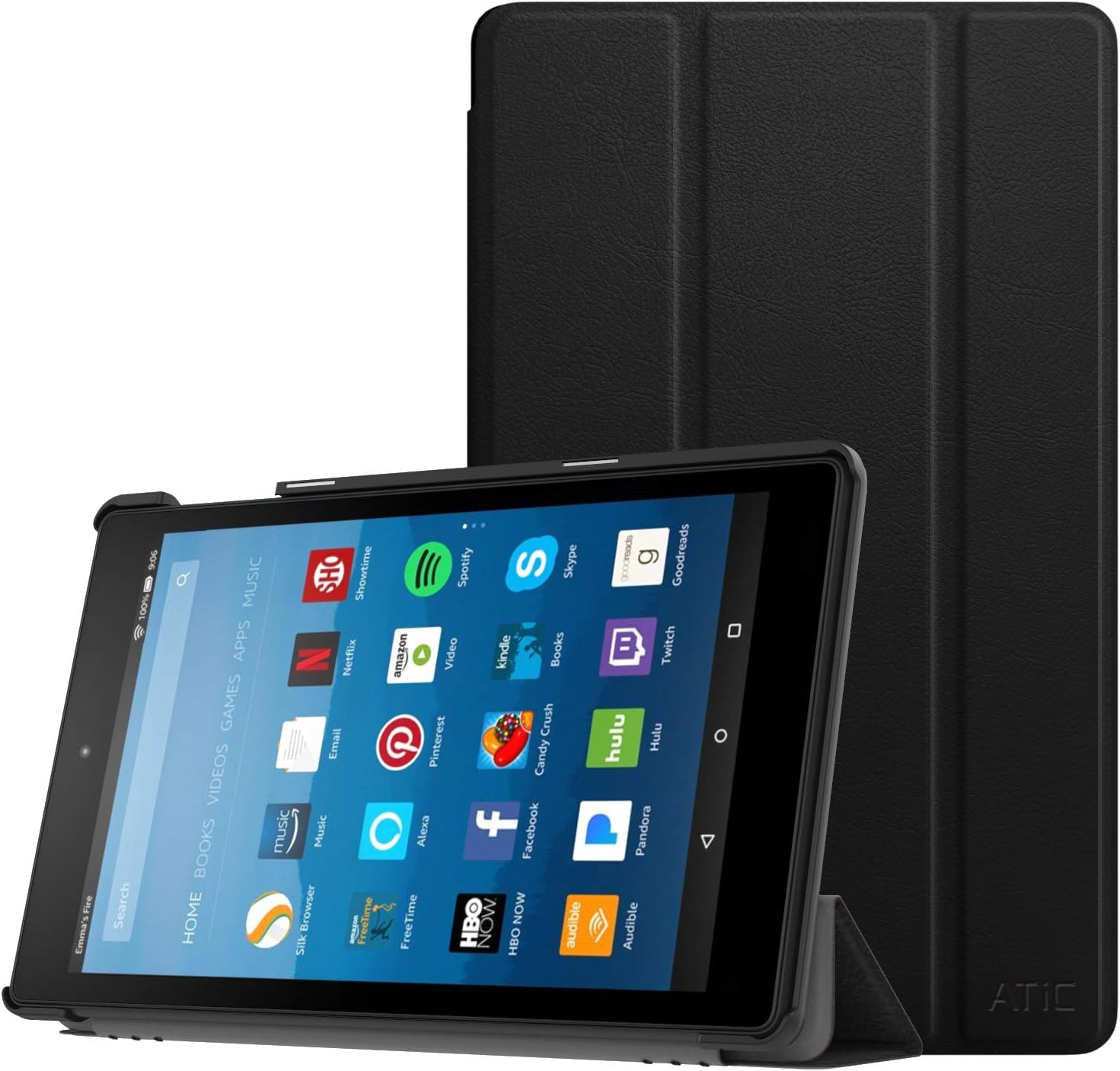 ATiC Case Fits All-New Amazon Fire HD 8 Tablet (7th & 8th Gen, 2017 & 2018 Release)-Smart Lightweight Slim Shell Stand Cover with Auto Wake/Sleep for Fire HD 8, Black