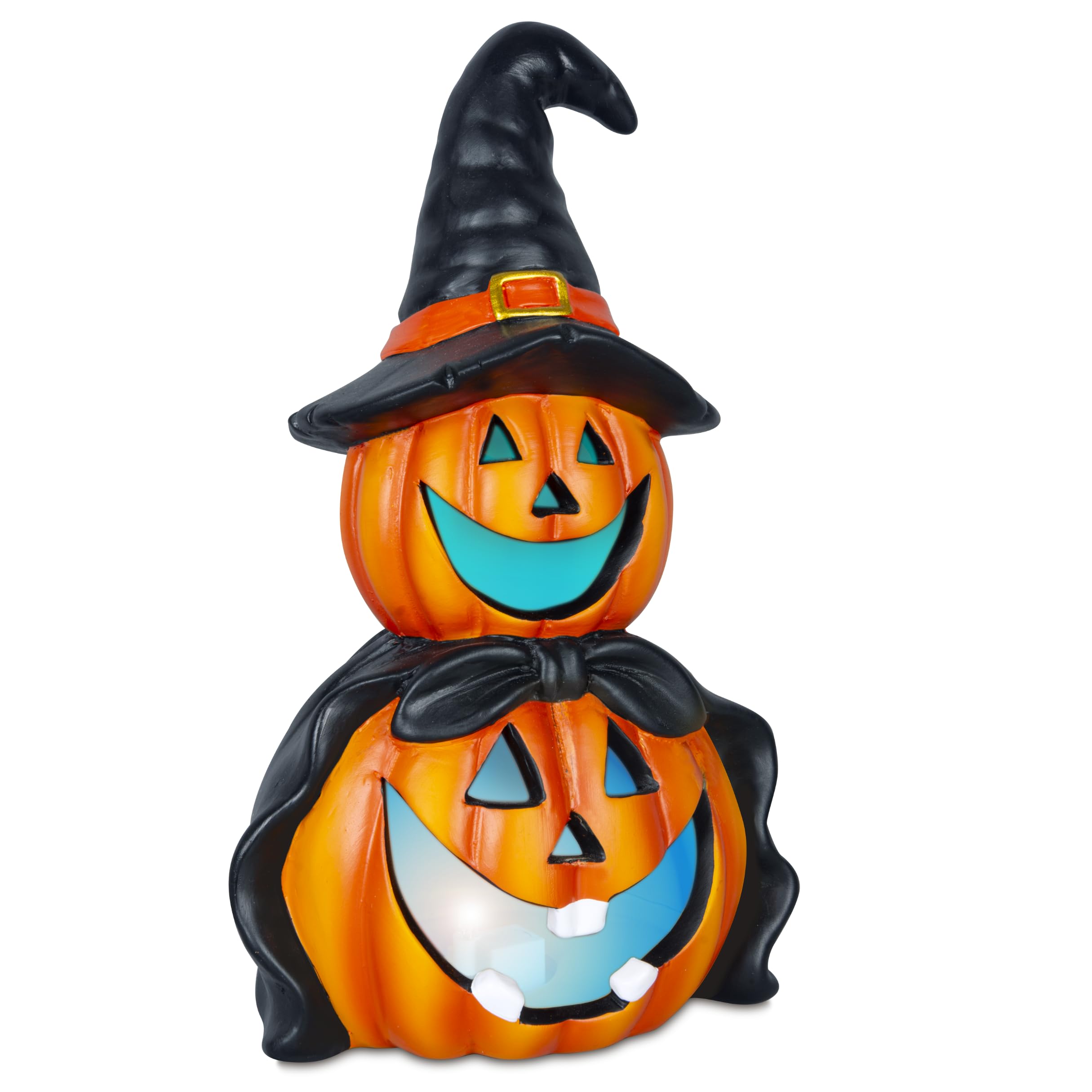 iN LED Colour Changing Ceramic Halloween Witch Pumpkin – Real Ceramic Halloween Decoration with Batteries Included – Unique Eye Catching Party Decor Ornament – 24x14cm