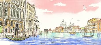 肉質画　作者不明　水彩画　【ヴェニス】 肉質画作者不明水彩画【ヴェニス】