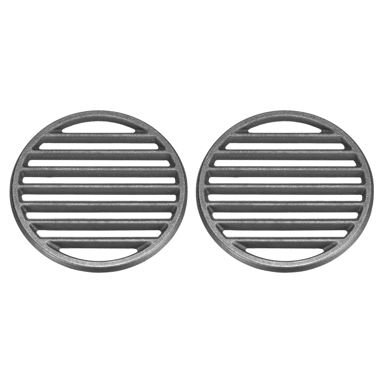 PATIKIL 2 Pcs Cast Iron Fire Grate, 5.9" Round BBQ Grill Grate Replacement High Heat Charcoal Plate Fire Bottom Grate Grilling Accessories 6 Slots for Grilling Barbecue