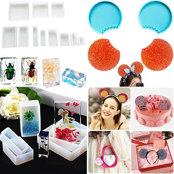 1Pc Ring Cone Holder Silicone Mold Diamond Shaped Rings, Necklace Jewelry Display Stand 1 Pair Large Round Mouse Ears Resin Mold for Headband Shiny Glossy Hair Clips Sequin Silicone Mold