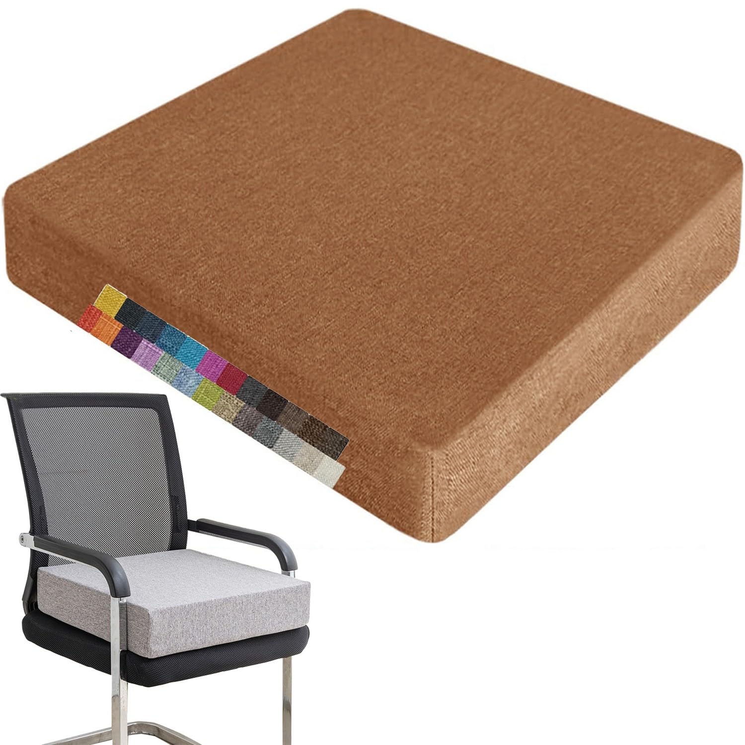 SVFOEBJM Thick Square Chair Cushion 60x60x15 cm NonSlip HighDensity Foam Removable Cover Comfortable Seating Pad for Dining Patio Outdoor Home Use.