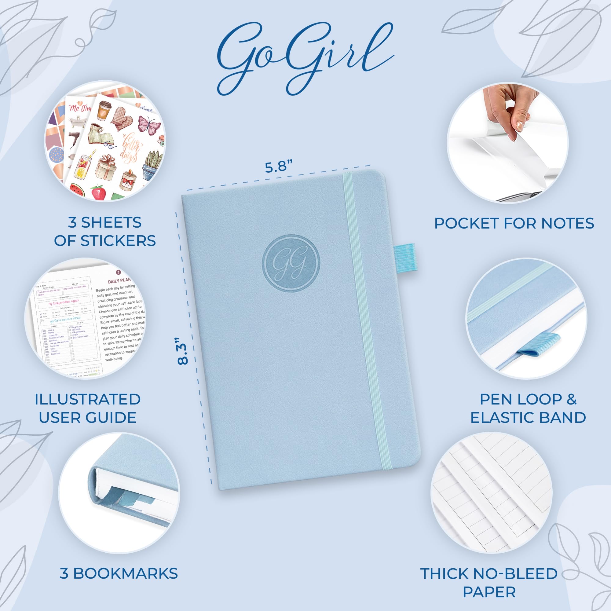 GoGirl Self-care Journal, Daily Mental Health Notebook with Mood & Wellness Trackers, Personal Development - Image 2