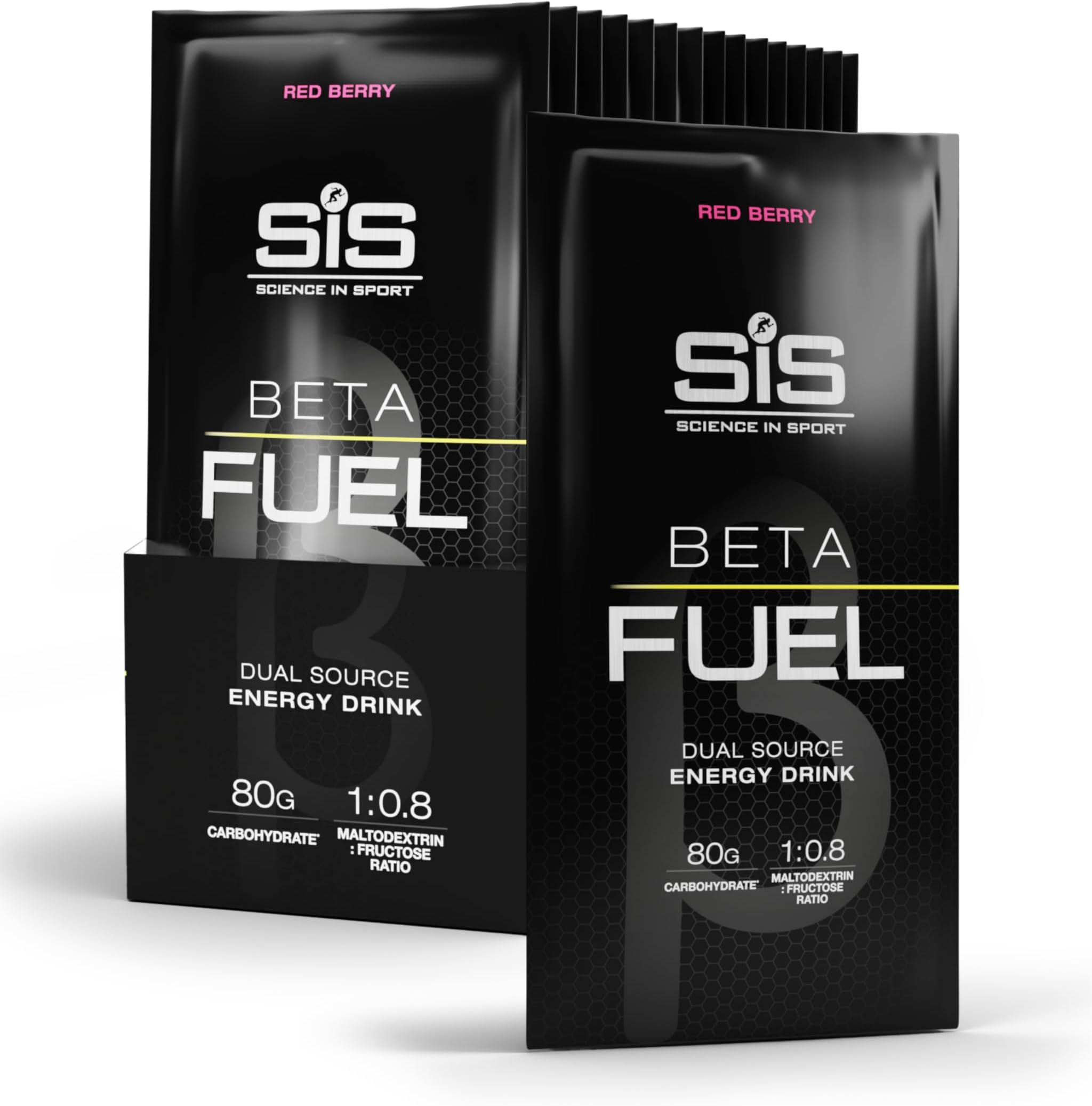 Science In Sport Beta Fuel 80 | Red Berry Flavour - 15 Pack | 80g Carbohydrates | 1:0.8 Maltodextrin:Fructose Ratio | Dual Source Energy Drink | Easily Digestible