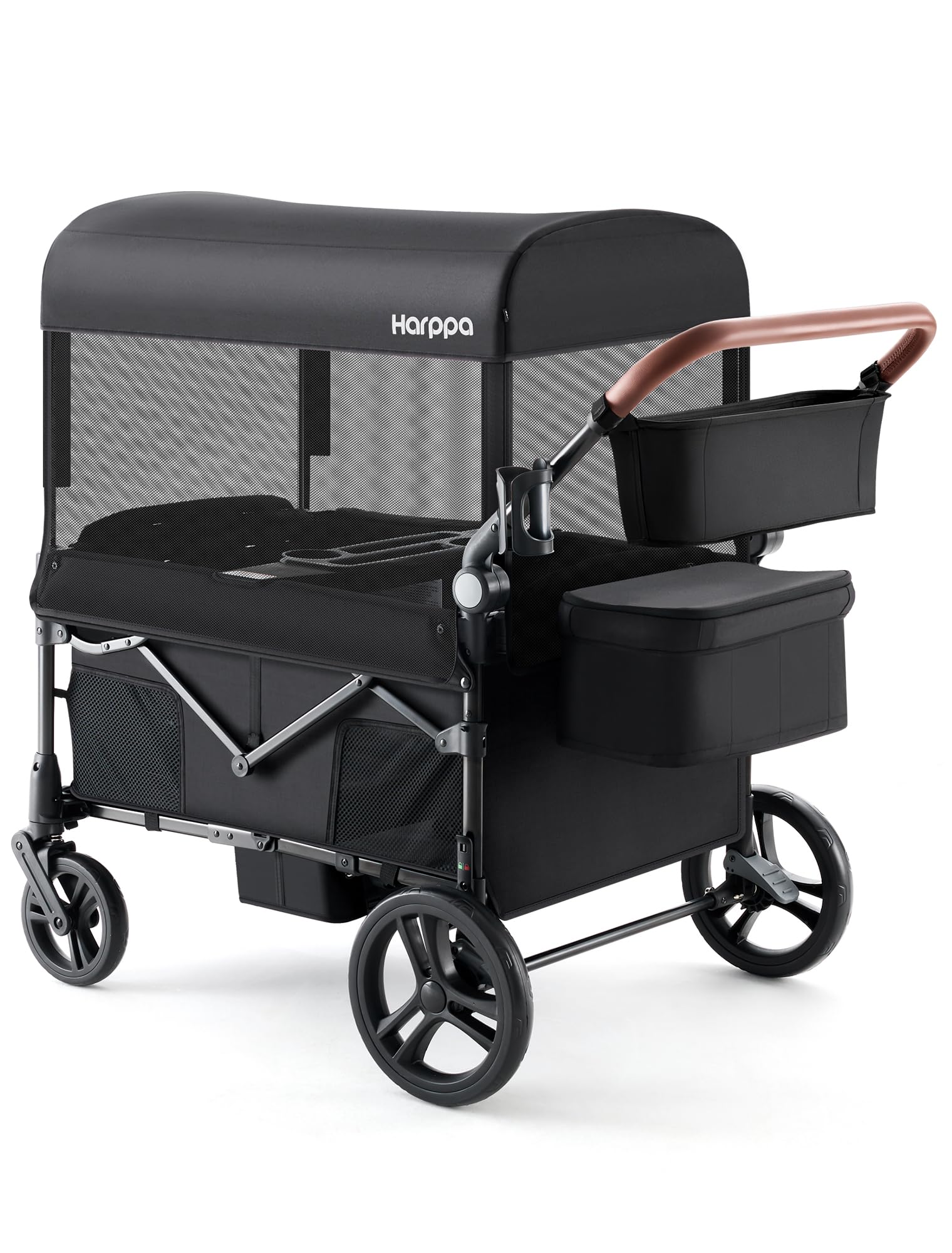 Harppa Remy XL Wagon Stroller for 4 Kids, 280Ibs Capacity with 4 Seater | Foldable Wagon for Kids, 4 Seater Stroller Wagon with Mosquito Net, Canopy UPF50+, 8''/12''All-Terrain Wheels for park