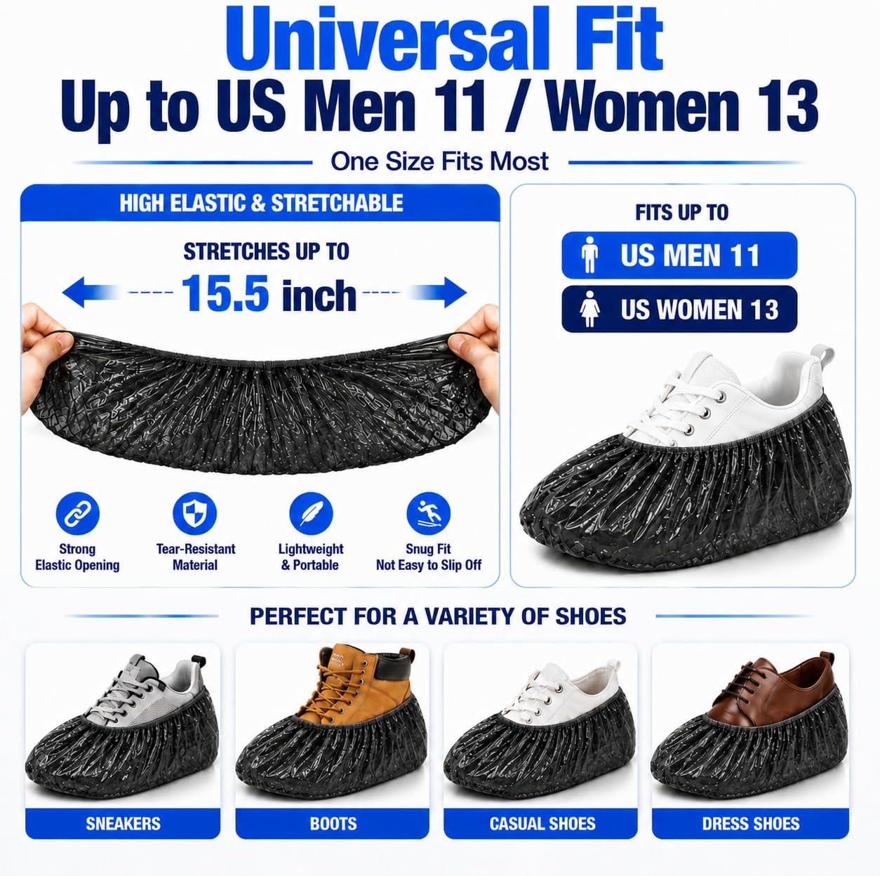 MAQIHAN 60Pack Shoe Covers Disposable - Non Slip Plastic Booties Covers