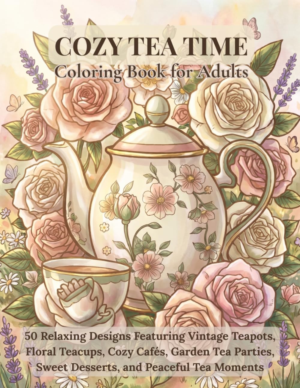 Cozy Tea Time Coloring Book for Adults: 50 Relaxing Designs Featuring Vintage Teapots, Floral Teacups, Cozy Cafés, Garden Tea Parties, Sweet Desserts, and Peaceful Tea Moments