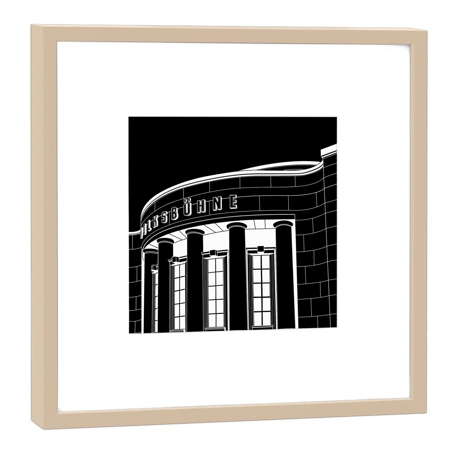 Impression photo Berlin Volksbühne déco murale 52x52 noire