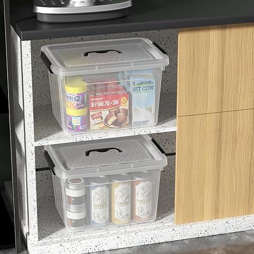 Miniatura 5 de Kiddream Contenedores de almacenamiento transparentes de plástico de 20 litros con asas, cajas de almacenamiento con tapa, juego de 4