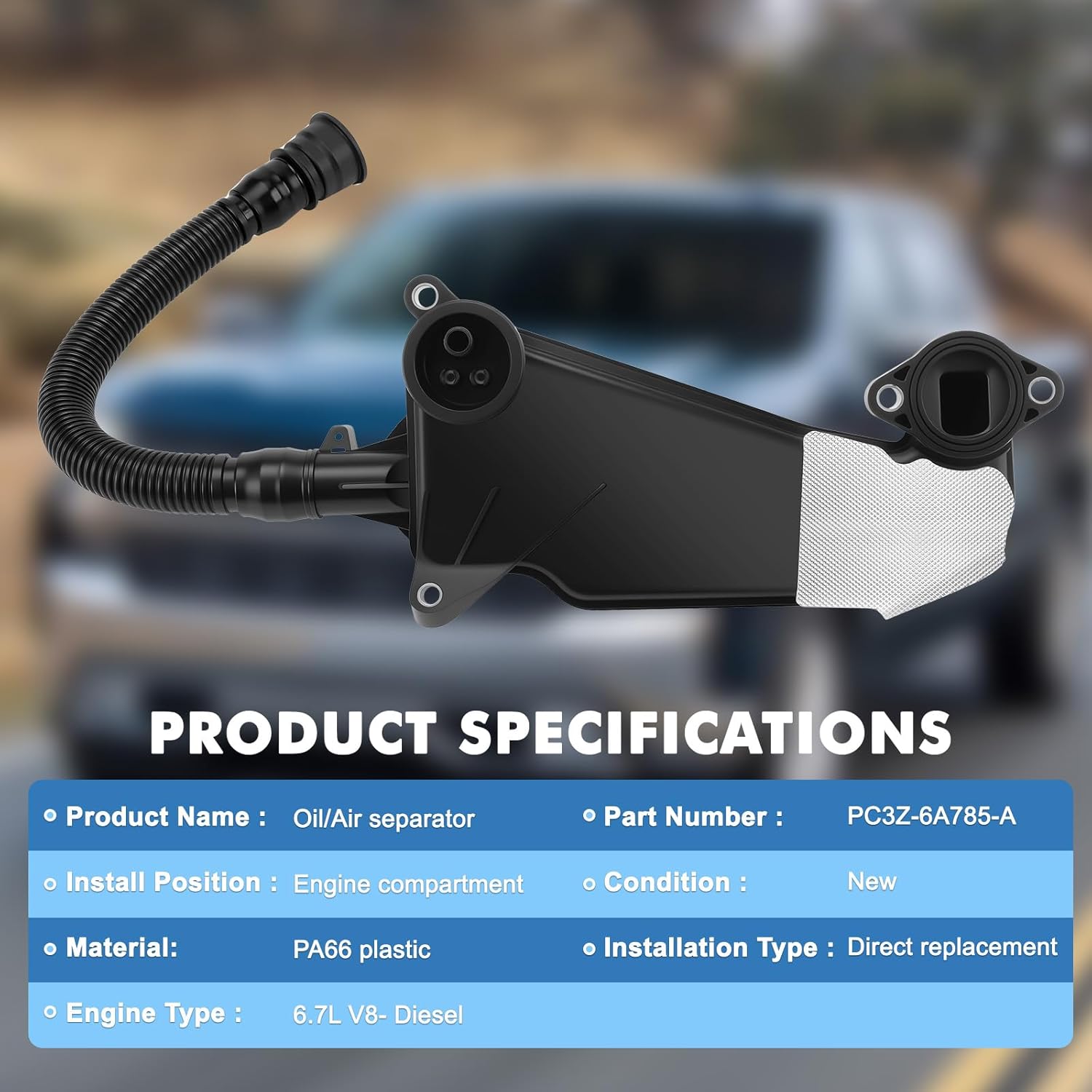 Air Oil Separator Assembly PC3Z-6A785-A,Air Oil Separator Assembly Fit for Ford 2023-2024 Super Duty 6.7L Diesel Replace PC3Z6A785A