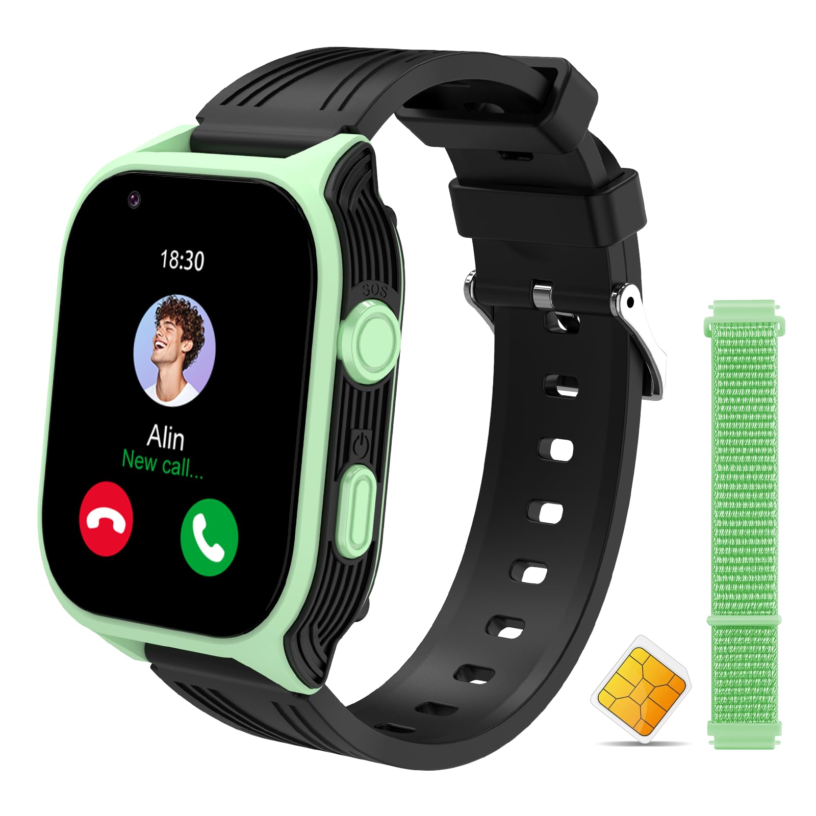 Reloj inteligente 4G seguro para niños con rastreador GPS Whatsapp de 1.8 pulgadas, pantalla táctil grande, WiFi, llamadas, chat de video por voz, SOS, Bluetooth, alarma, podómetro, música, reloj