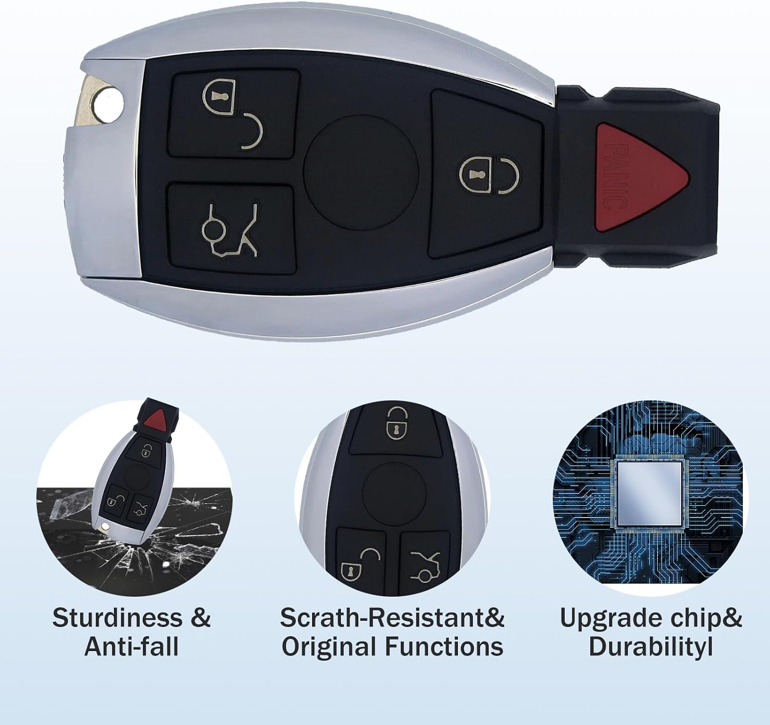 Key Fob Replacement Fits for 1997-2014 Mercedes Benz Sprinter 300 SL Series C-E-S-GL-ML-R-SL Class Smart Car Keyless Entry Remote Control Start Key Fob IYZ3312 IYZDC 4 Buttons