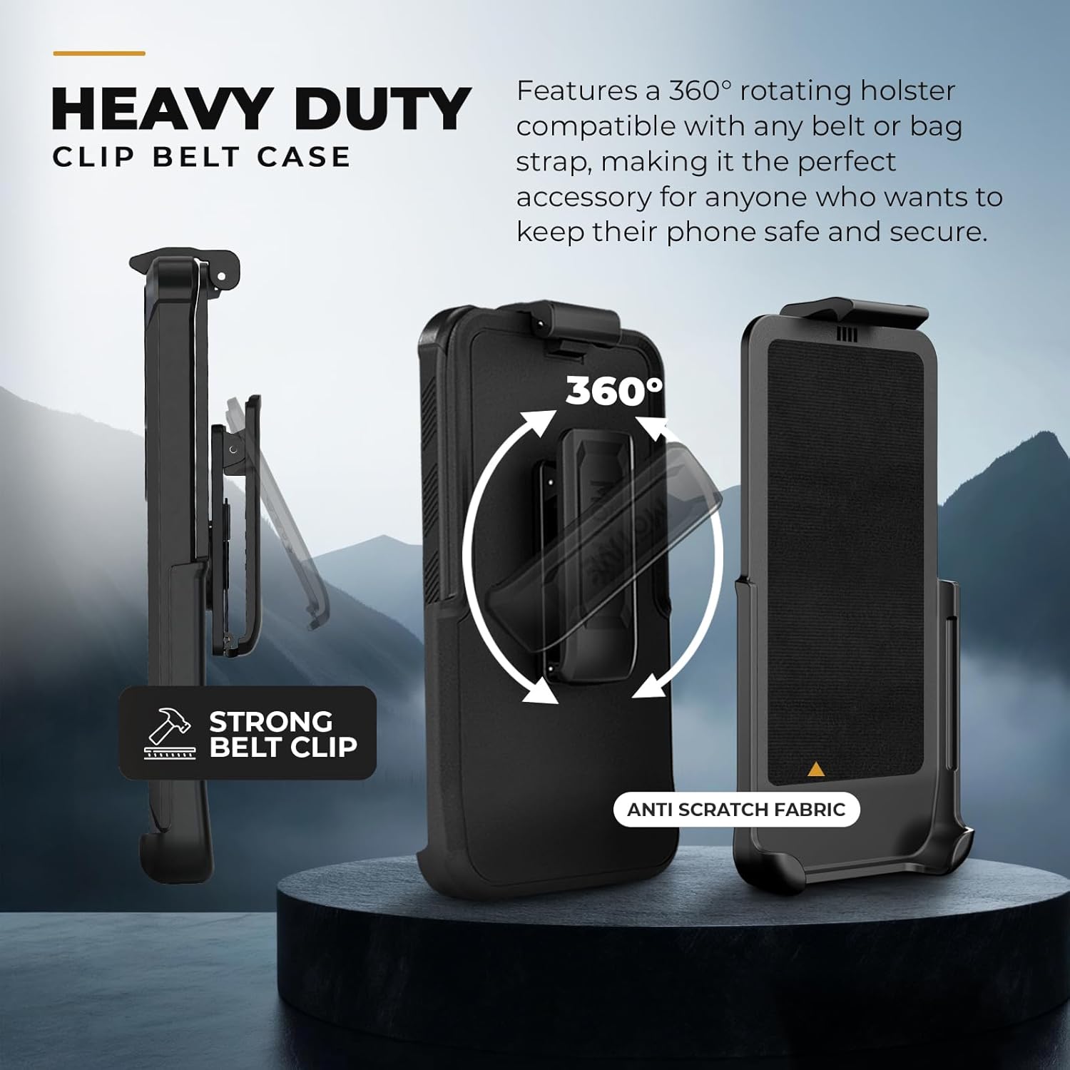 MOTIVE Designed for Samsung Galaxy s25 Ultra Case with Belt Clip, Magnetic Case Magsafe Compatible, Heavy Duty and Quad Layer Military Grade Protection for s25 Ultra Holster, 6.9" | Black - Image 2